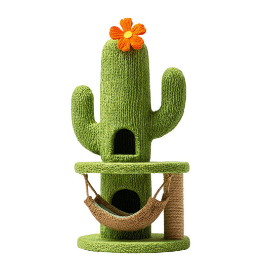 Cute Cactus Cat Scratching Post with Hammock